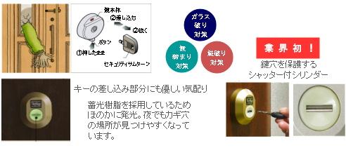 Security equipment. Security thumb turn can be confirmed whether the key is taking