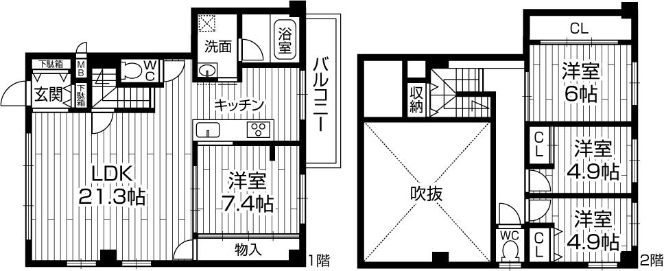 Floor plan. 4LDK, Price 39,500,000 yen, Footprint 100.35 sq m , Balcony area 15 sq m