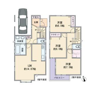 Floor plan. (No. 1 point), Price 32,800,000 yen, 3LDK, Land area 90 sq m , Building area 92.74 sq m
