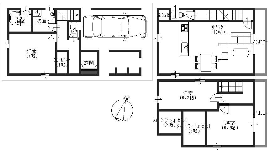 Floor plan. 28.5 million yen, 3LDK, Land area 60.84 sq m , Building area 98.82 sq m plan view