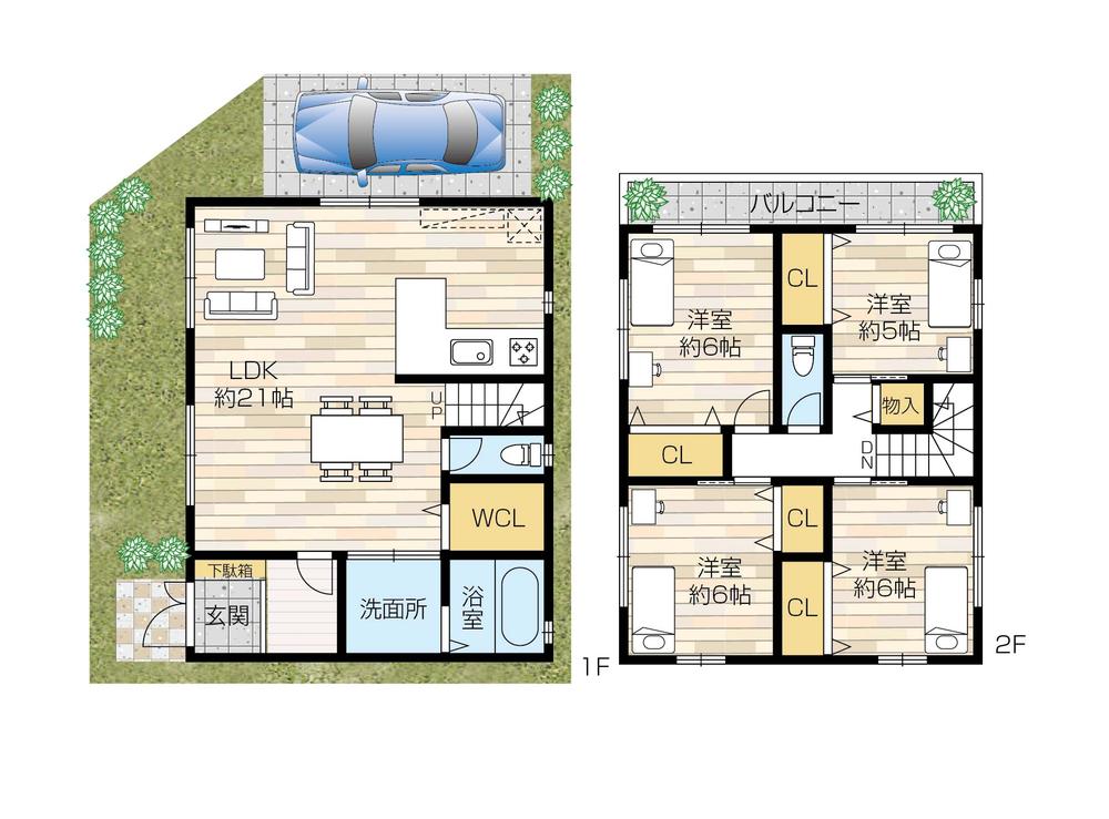 Building plan example (Perth ・ Introspection). Building plan example (No. 1 place) building price 15 million yen, Building area 100 sq m
