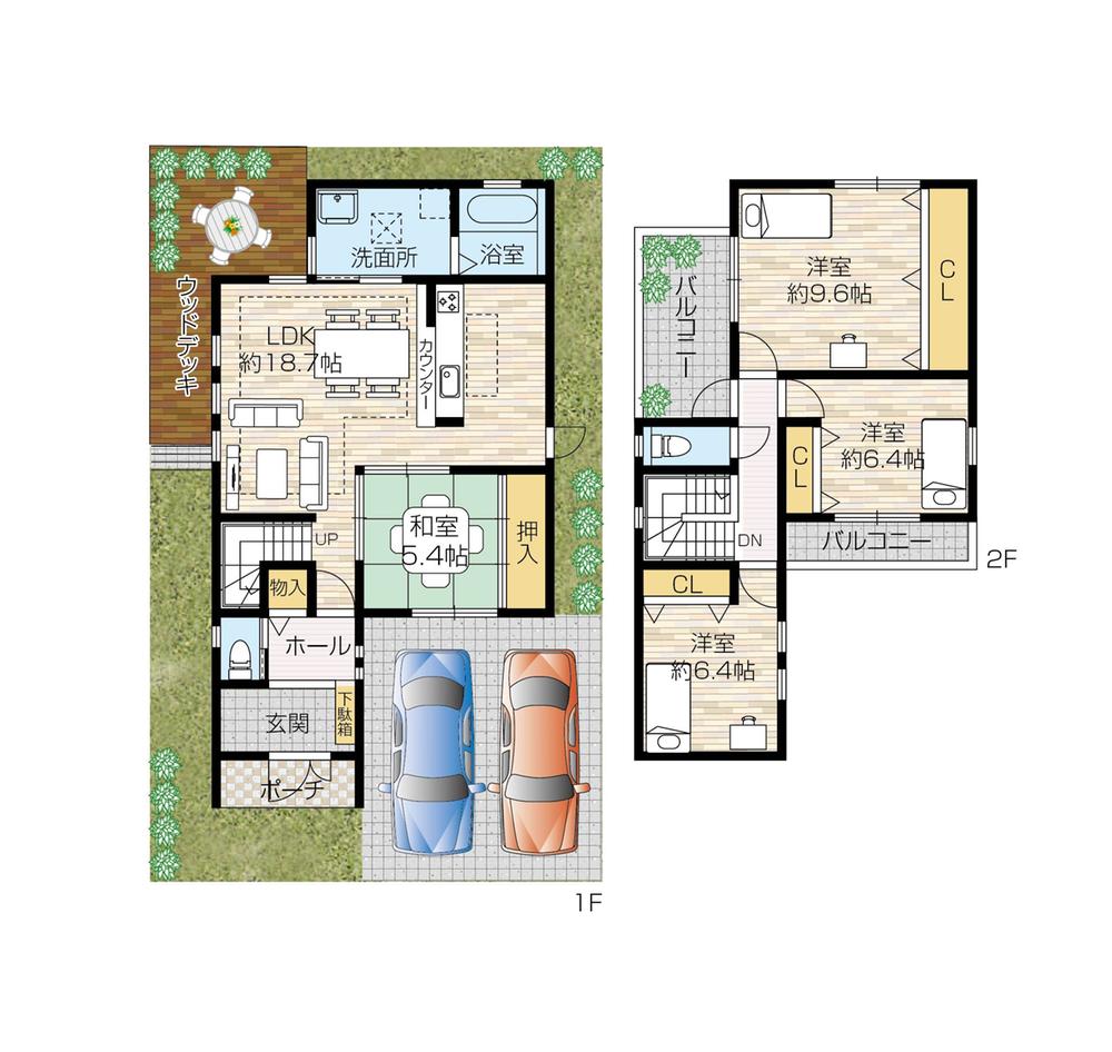 Building plan example (Perth ・ Introspection). Building plan example (No. 1 place) building price 15 million yen, Building area 98 sq m