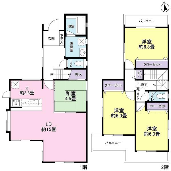 Floor plan. 37,900,000 yen, 4LDK, Land area 100.3 sq m , Building area 100.62 sq m 2 No. land