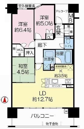 Floor plan. 3LDK, Price 28 million yen, Occupied area 72.23 sq m , Balcony area 13.3 sq m