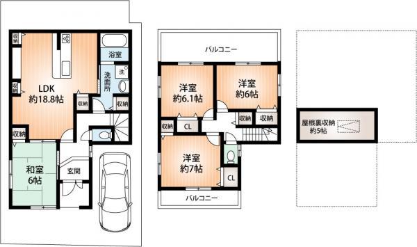 Floor plan. 43,800,000 yen, 4LDK, Land area 109.85 sq m , Building area 98.83 sq m