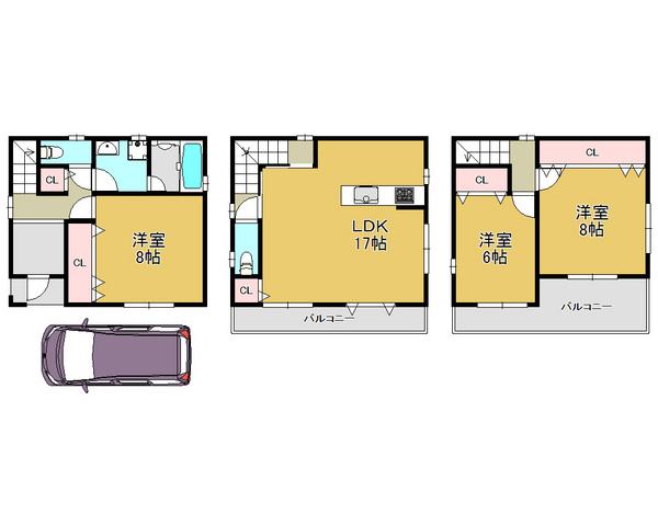 Floor plan. 33,219,000 yen, 3LDK, Land area 62.9 sq m , Living in pursuit of building area 94.65 sq m comfort and relaxed