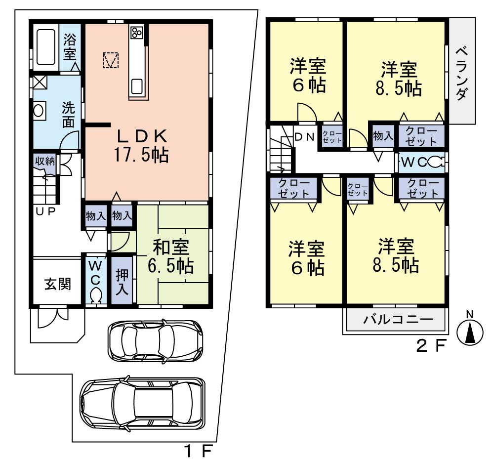 Floor plan. (No. 3 locations), Price 32,800,000 yen, 5LDK, Land area 113.01 sq m , Building area 124.74 sq m