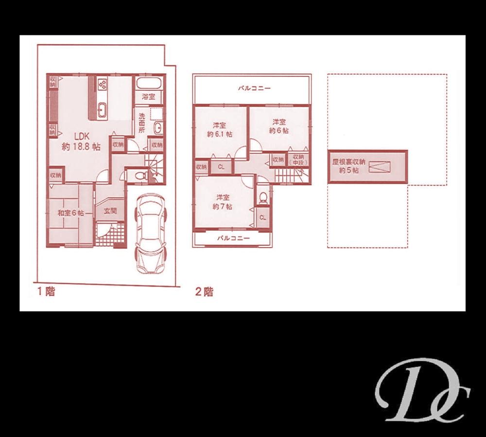 Floor plan. 43,800,000 yen, 4LDK, Land area 109.85 sq m , Building area 98.83 sq m LDK is spacious 18 quires more, All room is 6 Pledge or more of floor plan of the room