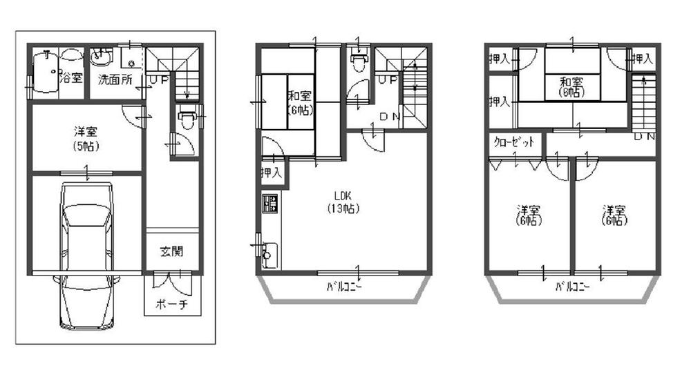 Floor plan. 20.8 million yen, 5LDK, Land area 68.43 sq m , Building area 116.64 sq m 2013 July renovated. 5LDK + garage
