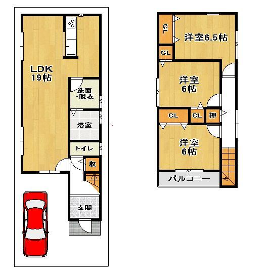 Floor plan. 25,800,000 yen, 3LDK, Land area 85.89 sq m , Building area 85.86 sq m 2 No. land floor plan