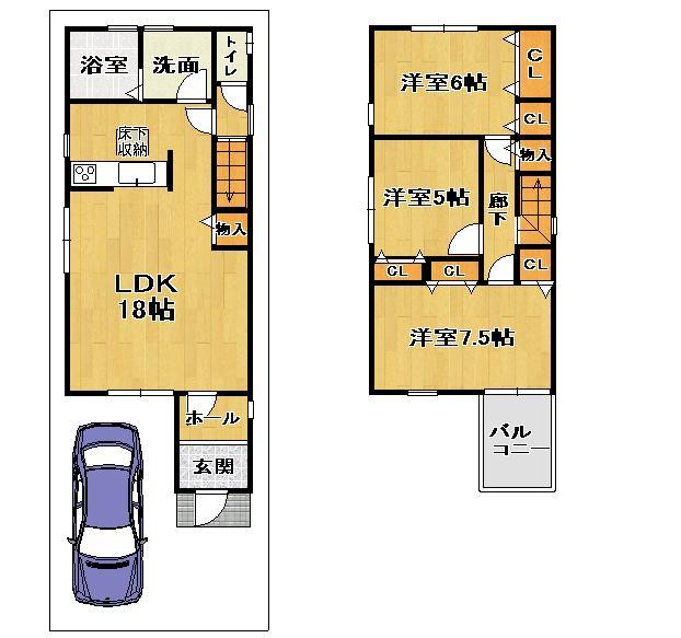 Floor plan. 25,800,000 yen, 3LDK, Land area 85.89 sq m , Building area 85.86 sq m 3 No. land floor plan