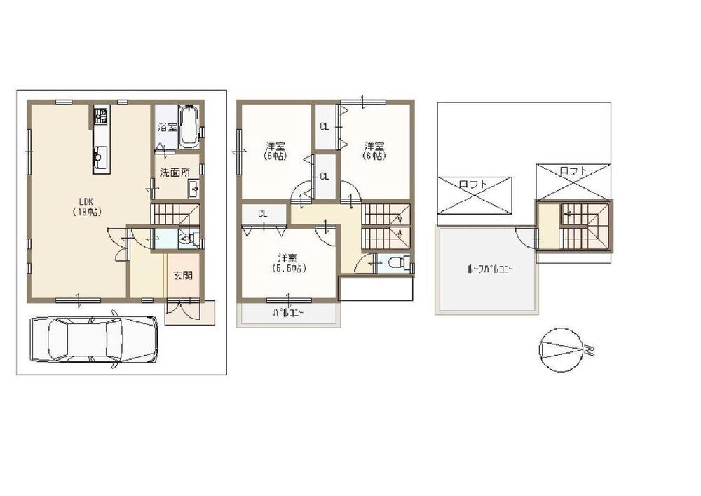 Floor plan. 24,800,000 yen, 3LDK, Land area 75.06 sq m , Building area 93.01 sq m * outside 構費 for 1 million yen is required separately