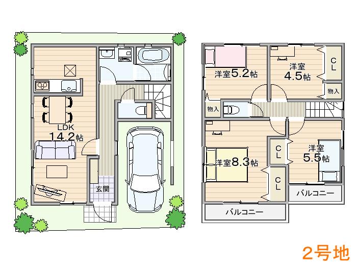 Floor plan. (No. 2 locations), Price 21,800,000 yen, 4LDK, Land area 82.65 sq m , Building area 100.83 sq m