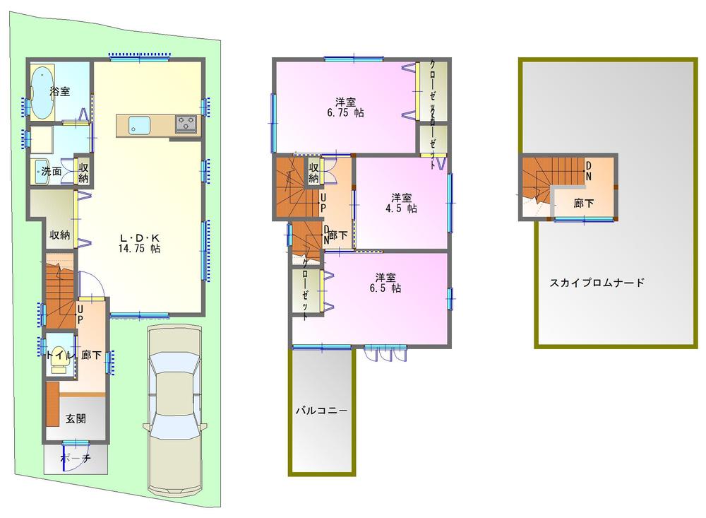 Building plan example (floor plan). Rooftop garden with a building plan example Building price 10.8 million yen Building area 84.23 sq m