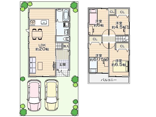 Floor plan. 26,800,000 yen, 4LDK, Land area 92.49 sq m , Building area 90 sq m