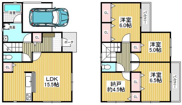 Floor plan. 24,800,000 yen, 3LDK+S, Land area 84.4 sq m , Building area 99.63 sq m storage space with plenty of house