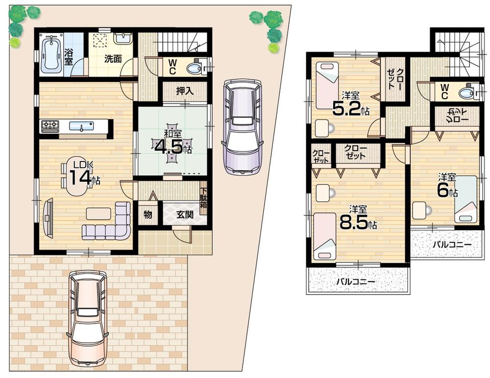 Floor plan. (No. 2 locations), Price 27.5 million yen, 4LDK, Land area 125.32 sq m , Building area 95.58 sq m