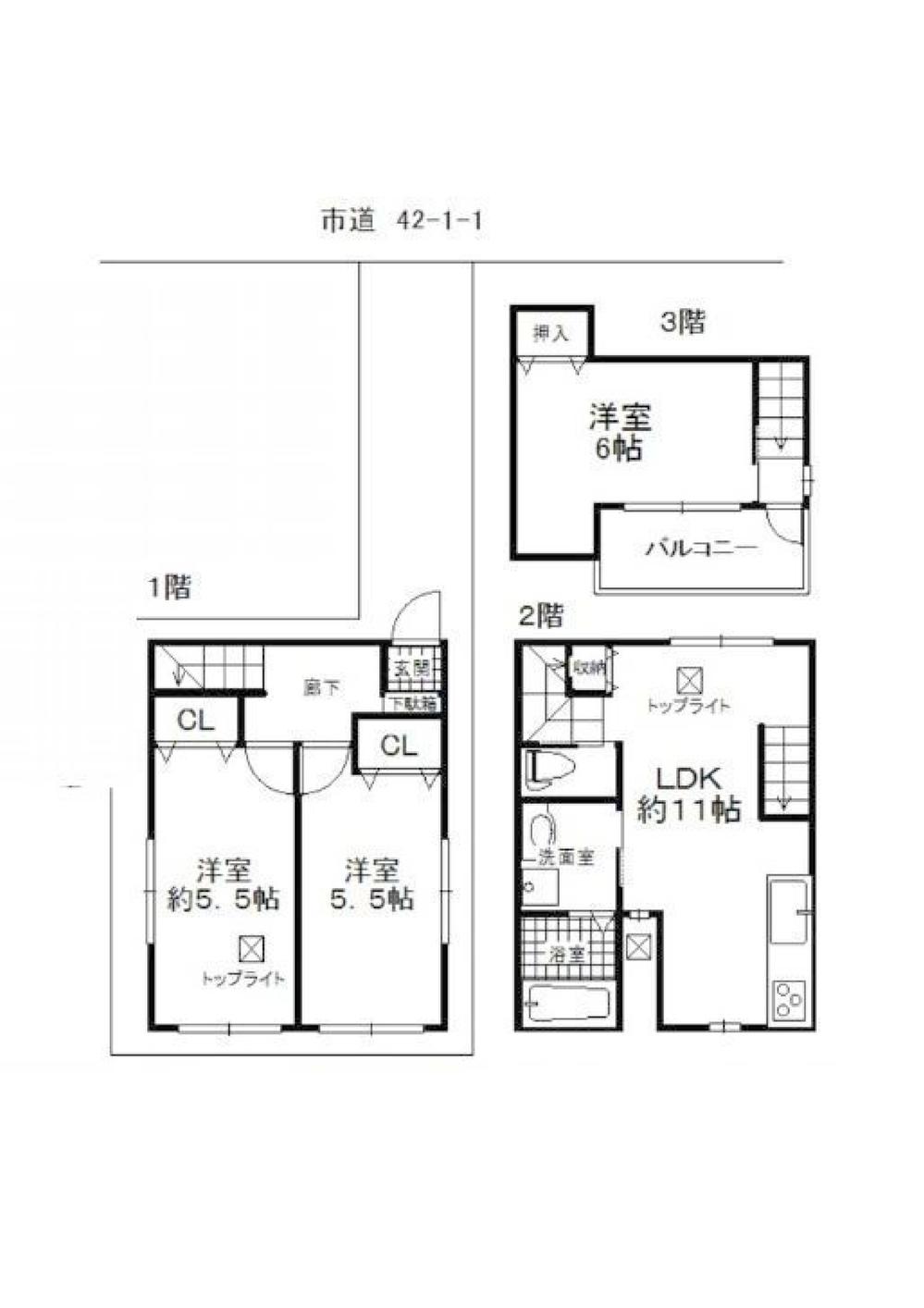 Floor plan. 11.9 million yen, 3LDK, Land area 52.96 sq m , Building area 73.83 sq m