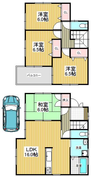Floor plan. 24,800,000 yen, 4LDK, Land area 98.63 sq m , Building area 94.77 sq m all room 6 tatami mats or more, Spacious living space with storage space