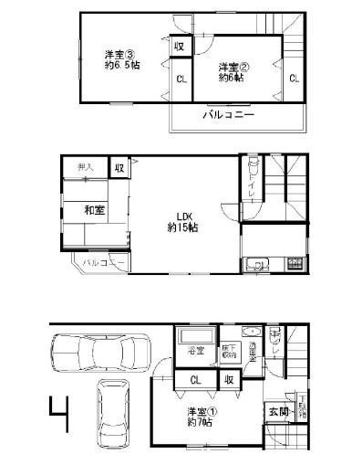 Floor plan. 25,800,000 yen, 4LDK, Land area 67.94 sq m , It is a building area of 101.39 sq m 4LDK + garage two of the floor plan