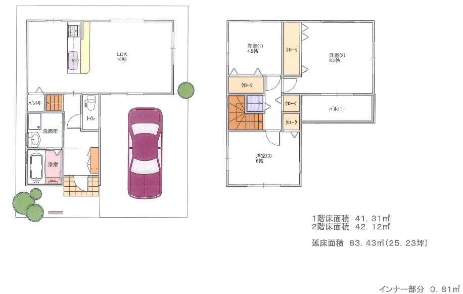Floor plan. Price 25,800,000 yen, 3LDK, Land area 88.68 sq m , Building area 83.43 sq m