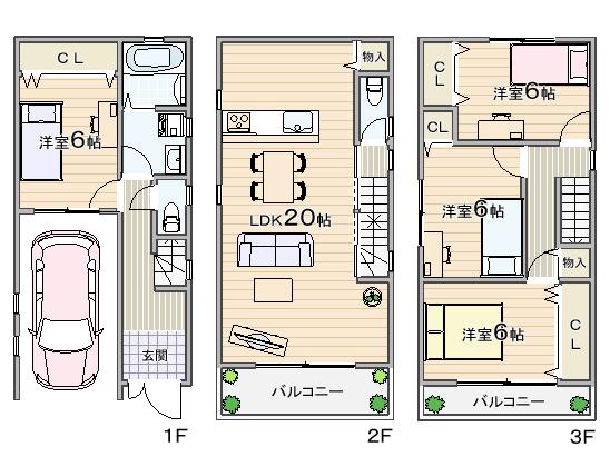 Floor plan. 25,800,000 yen, 4LDK, Land area 74.1 sq m , Building area 109.35 sq m