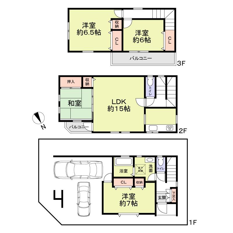 Floor plan. 25,800,000 yen, 4LDK, Land area 67.94 sq m , Building area 101.39 sq m