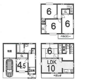 Floor plan. 16.8 million yen, 5LDK, Land area 66.01 sq m , Building area 117.45 sq m 5LDK + is a floor plan of the garage