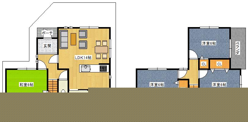 Building plan example (floor plan). Building plan example (No. 9 locations) 4LDK, Land price 9.66 million yen, Land area 80.01 sq m , Building price 14,930,000 yen, Building area 85.13 sq m