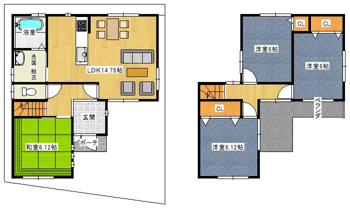 Building plan example (floor plan). Building plan example (No. 2 place) 4LDK, Land price 11.1 million yen, Land area 85.01 sq m , Building price 15.7 million yen, Building area 89.5 sq m
