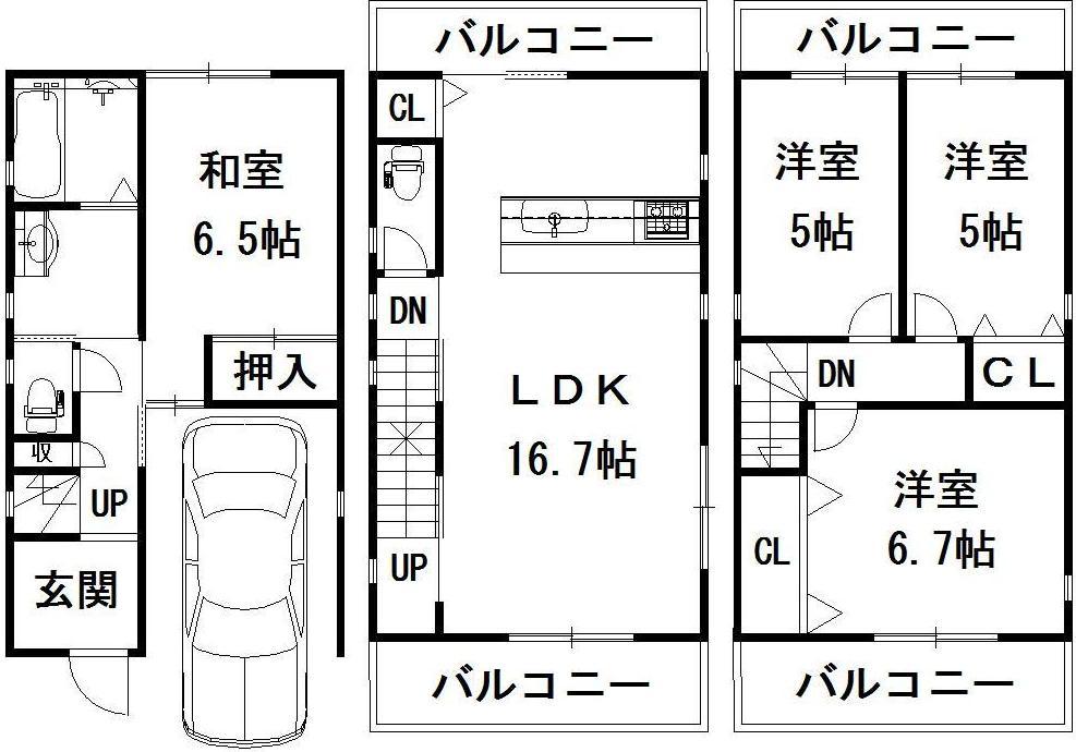 Floor plan. 25,800,000 yen, 4LDK, Land area 61.08 sq m , Building area 93.96 sq m   ☆ Day good two-sided balcony