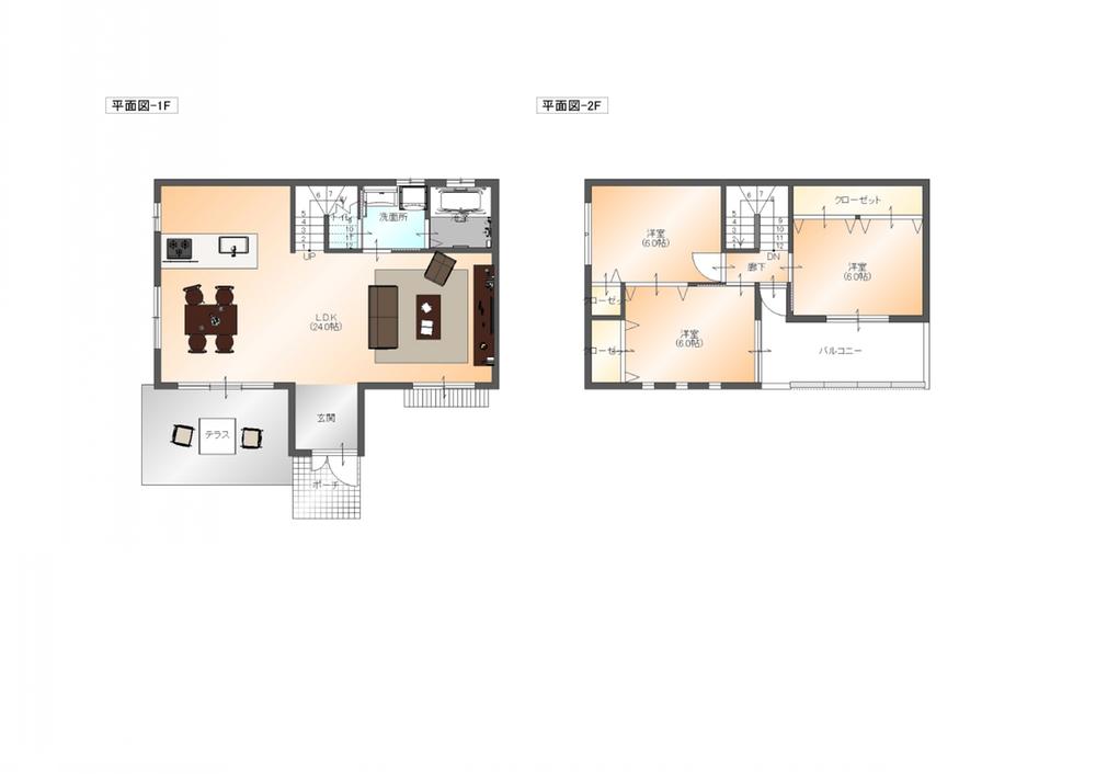 Building plan example (floor plan). Building plan example building price      Ten thousand yen, Building area    sq m