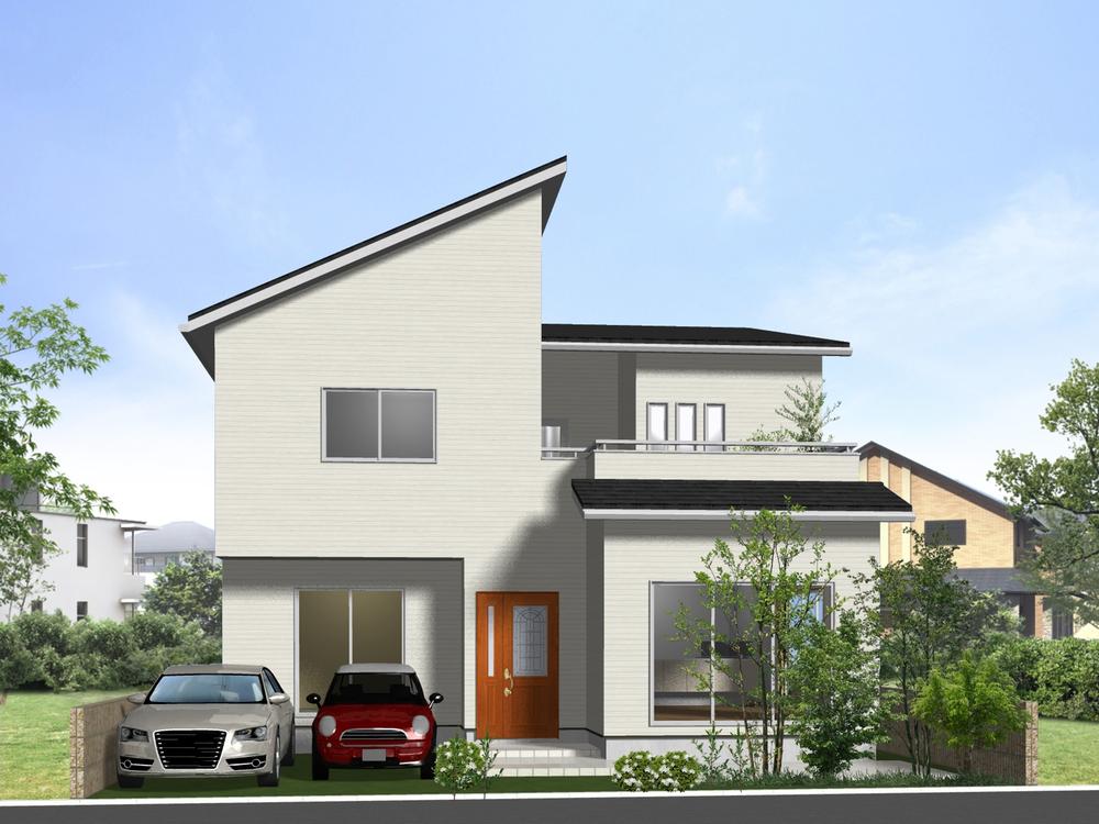 Building plan example (exterior photos). Japanese-style tone of calm