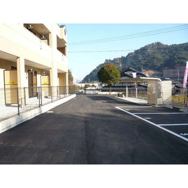 Parking lot. Widely parked easy