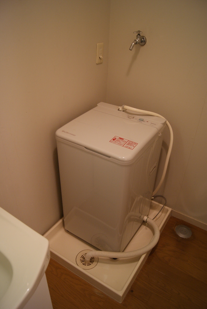 Washroom. With washing machine