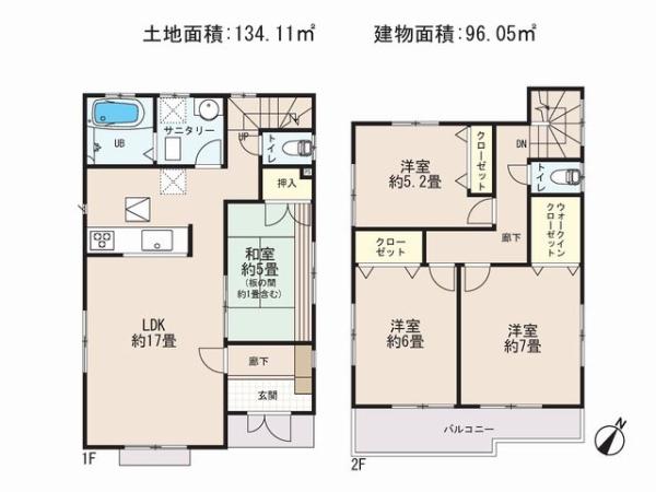 Floor plan. 28.8 million yen, 4LDK, Land area 134.11 sq m , Building area 96.05 sq m