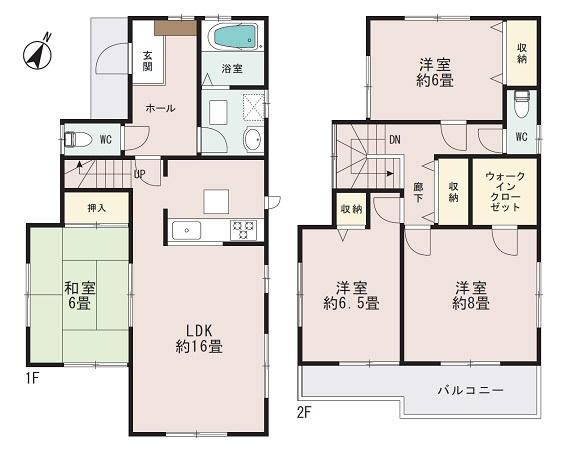 Floor plan. 34,800,000 yen, 4LDK, Land area 114.29 sq m , Building area 105.16 sq m 1 Building