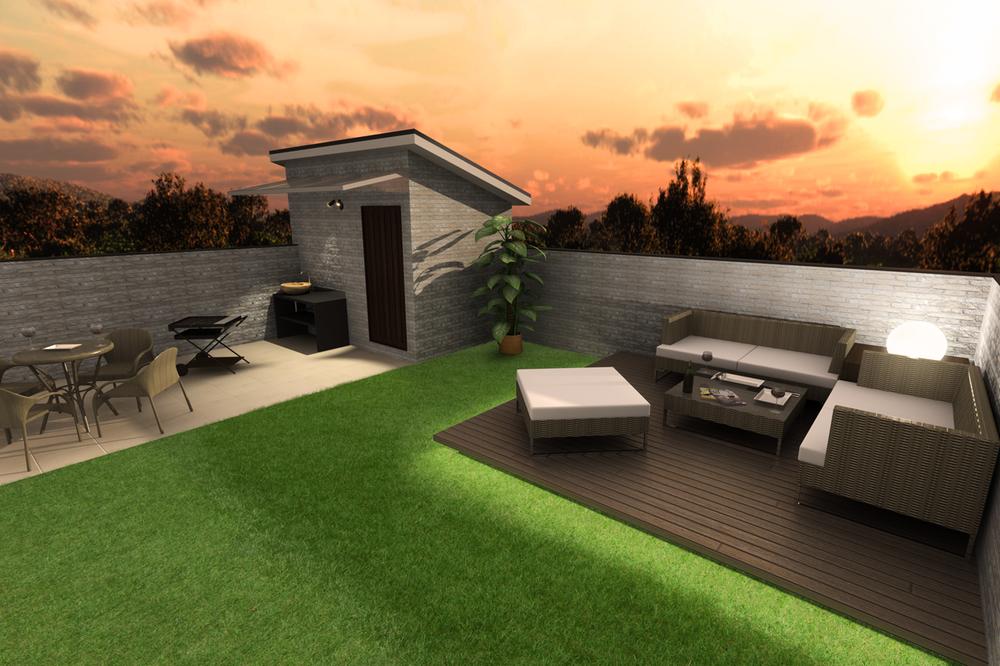 Rendering (appearance). ■ 1 Building ・ Rooftop garden complete image