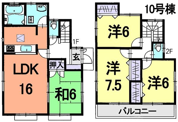 Floor plan. (10 Building), Price 31,800,000 yen, 4LDK, Land area 128.58 sq m , Building area 96.05 sq m