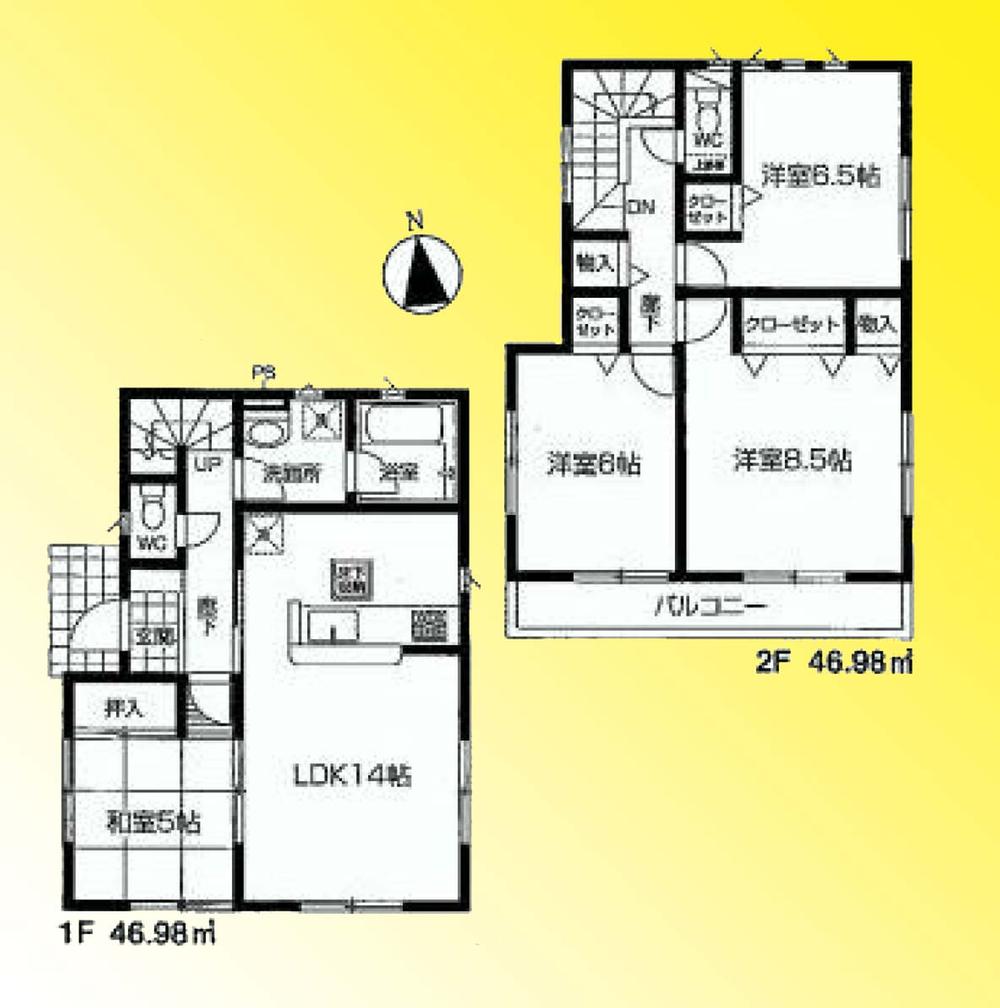 Floor plan. 21,800,000 yen, 4LDK, Land area 115.48 sq m , Building area 86.66 sq m