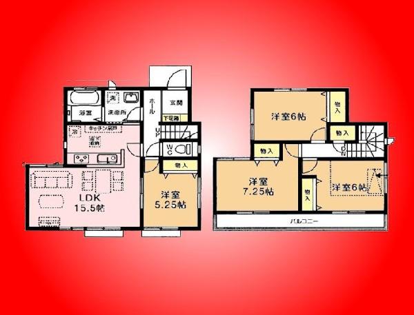 Floor plan. 19,800,000 yen, 4LDK, Land area 100.29 sq m , Building area 93.57 sq m