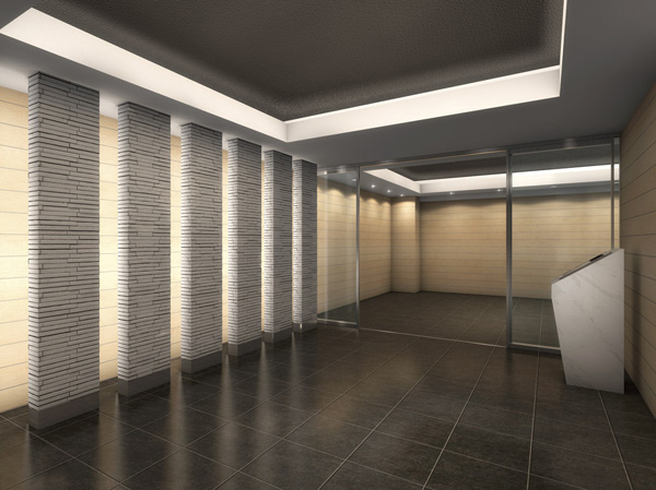 Shared facilities.  [Entrance Hall Rendering] In order to realize a life of peace of mind, Double security with excellent crime prevention has been adopted (non-contact key) system. entrance, Home entrance before the double security to prevent suspicious person of intrusion, It will protect the safety of your family. ( ※ Which was raised drawn based on drawing, In fact a slightly different)