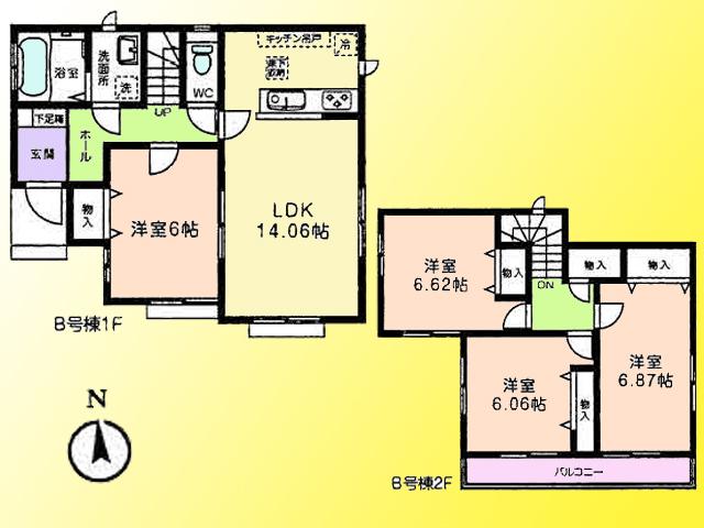 Floor plan. 24,800,000 yen, 4LDK, Land area 130.09 sq m , Building area 93.46 sq m