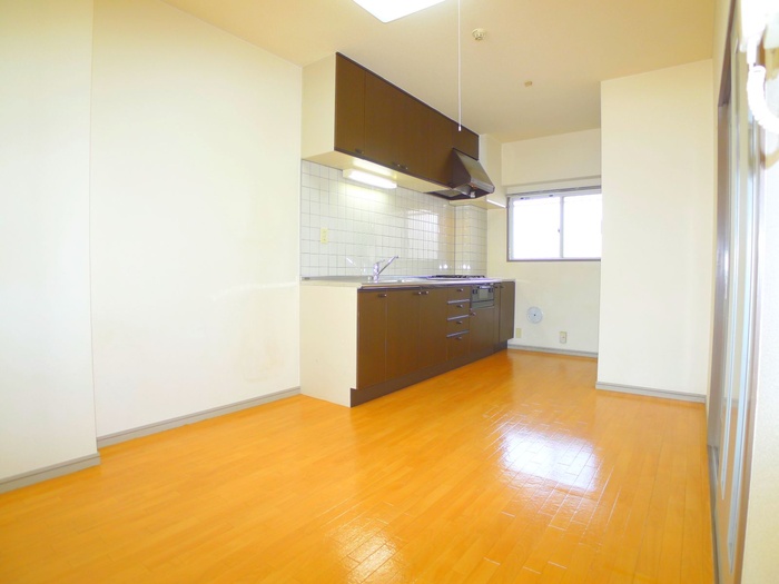 Living and room. System kitchen