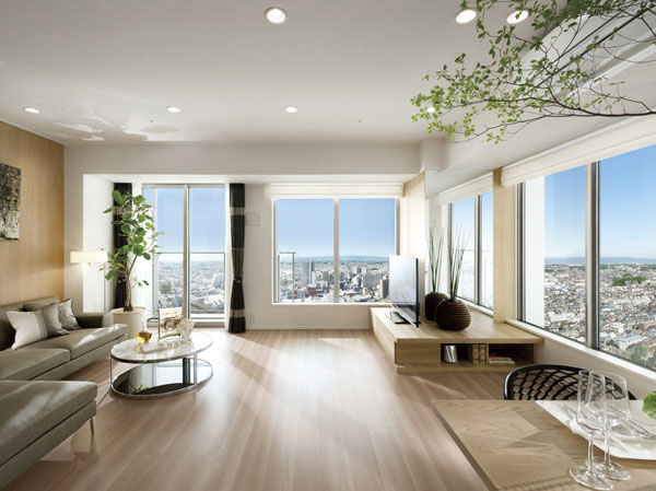 Living.  [LIVING DINING ROOM]  ※ CG synthesized view photos (March 2011) from the 25th floor local equivalent to the room photos ・ Which was processed, Slightly different from the actual view. View, etc. rank ・ It varies by each dwelling unit, Surrounding environment ・ View might change in the future.