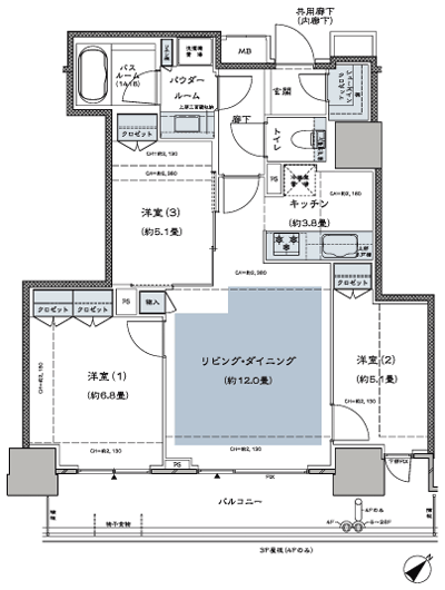 Floor: 3LD ・ K + SIC (shoes closet), the occupied area: 71.57 sq m, Price: 39,900,000 yen, now on sale