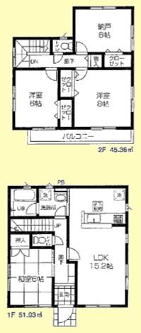 Floor plan. 28.8 million yen, 3LDK + S (storeroom), Land area 147.05 sq m , Building area 96.39 sq m