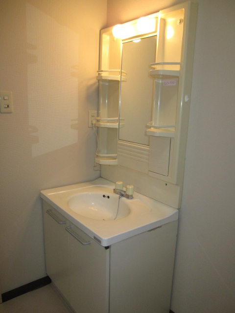 Washroom. Washbasin space is also wide