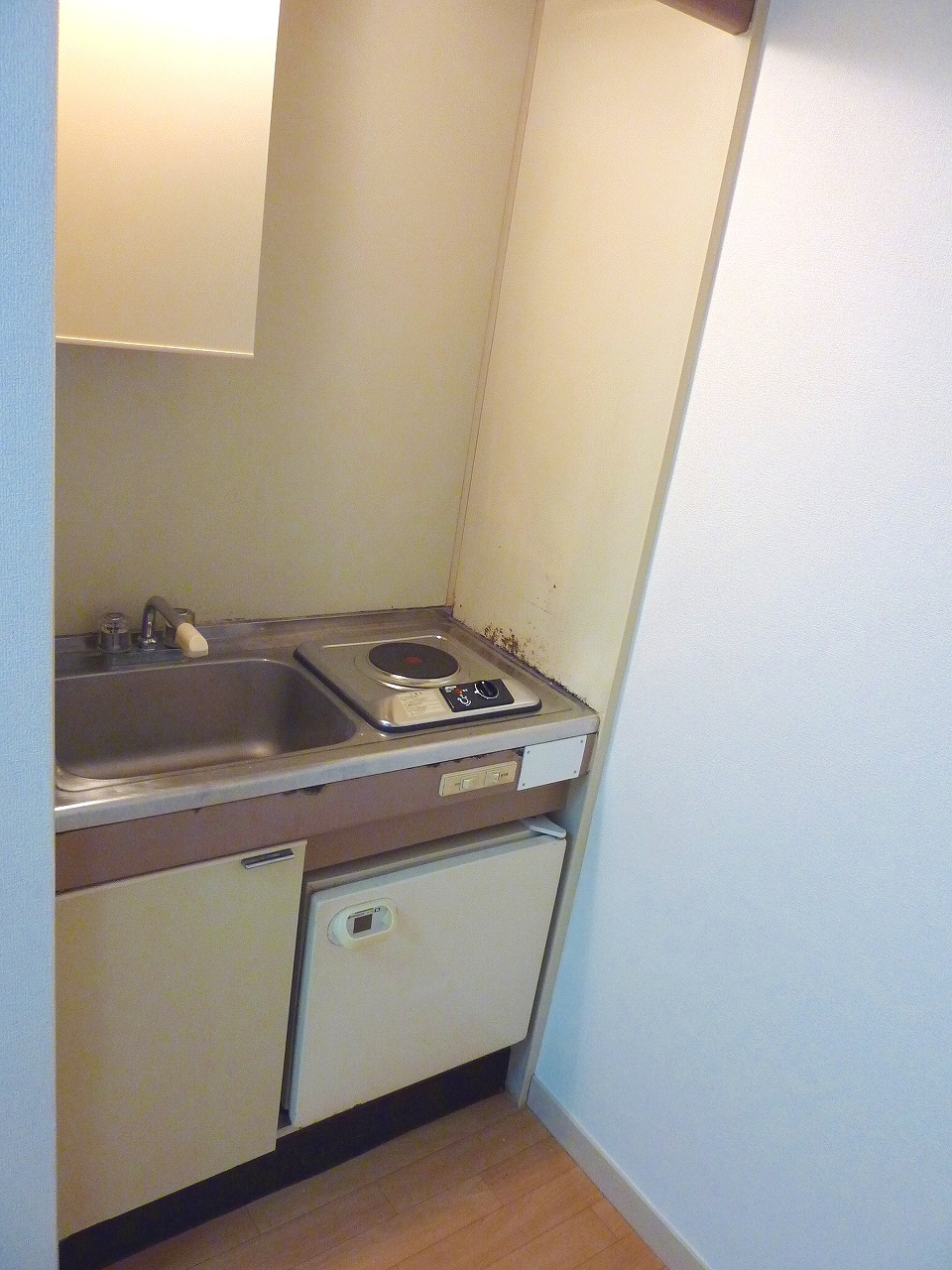 Kitchen. It will be an electric stove. It comes with a small refrigerator.