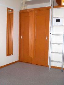 Living and room. It attached the curtain is in the storage space above the closet.